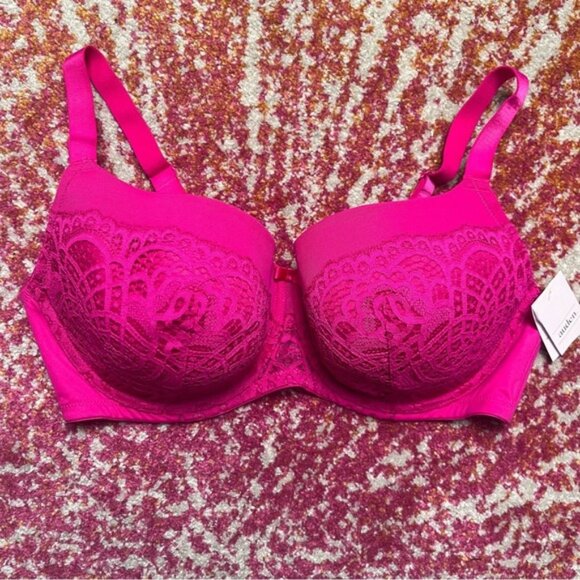NWT Fushia Laced Lightly Lined Balconette Bra - Auden - Picture 2 of 5